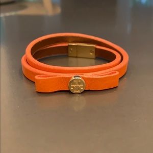 Tory Burch wrap around leather bow bracelet